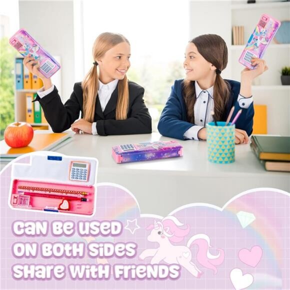 Henoyso Multifunctional Pencil‎ Box for Girls Unicorn Pencil Case with - Picture 6 of 7